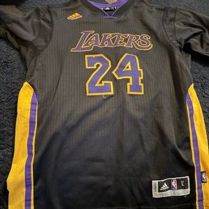 Adidas Black and Yellow Lakers Jersey